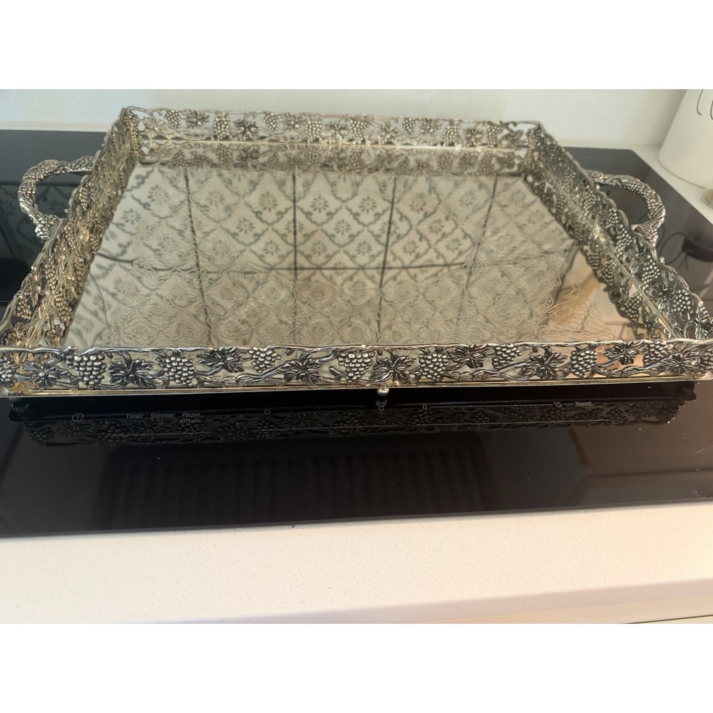 VTG Silverplate Godinger Silver Art  Gallery Butler's Tray Grapevine 16" X 20"
